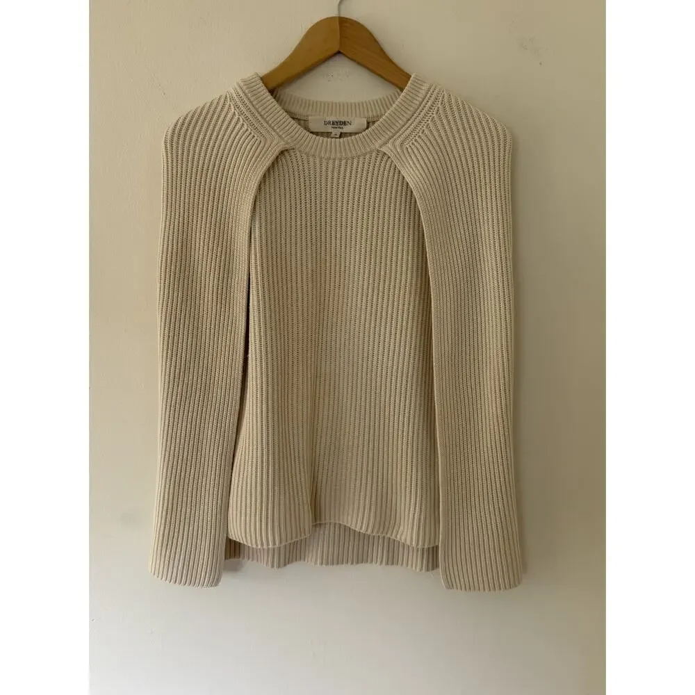 Dreyden Ivory Rhye Pullover Cape Cotton Sweater Size Medium